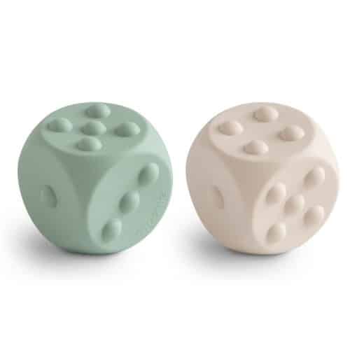 Mushie Dice Press Toy Groen Wit